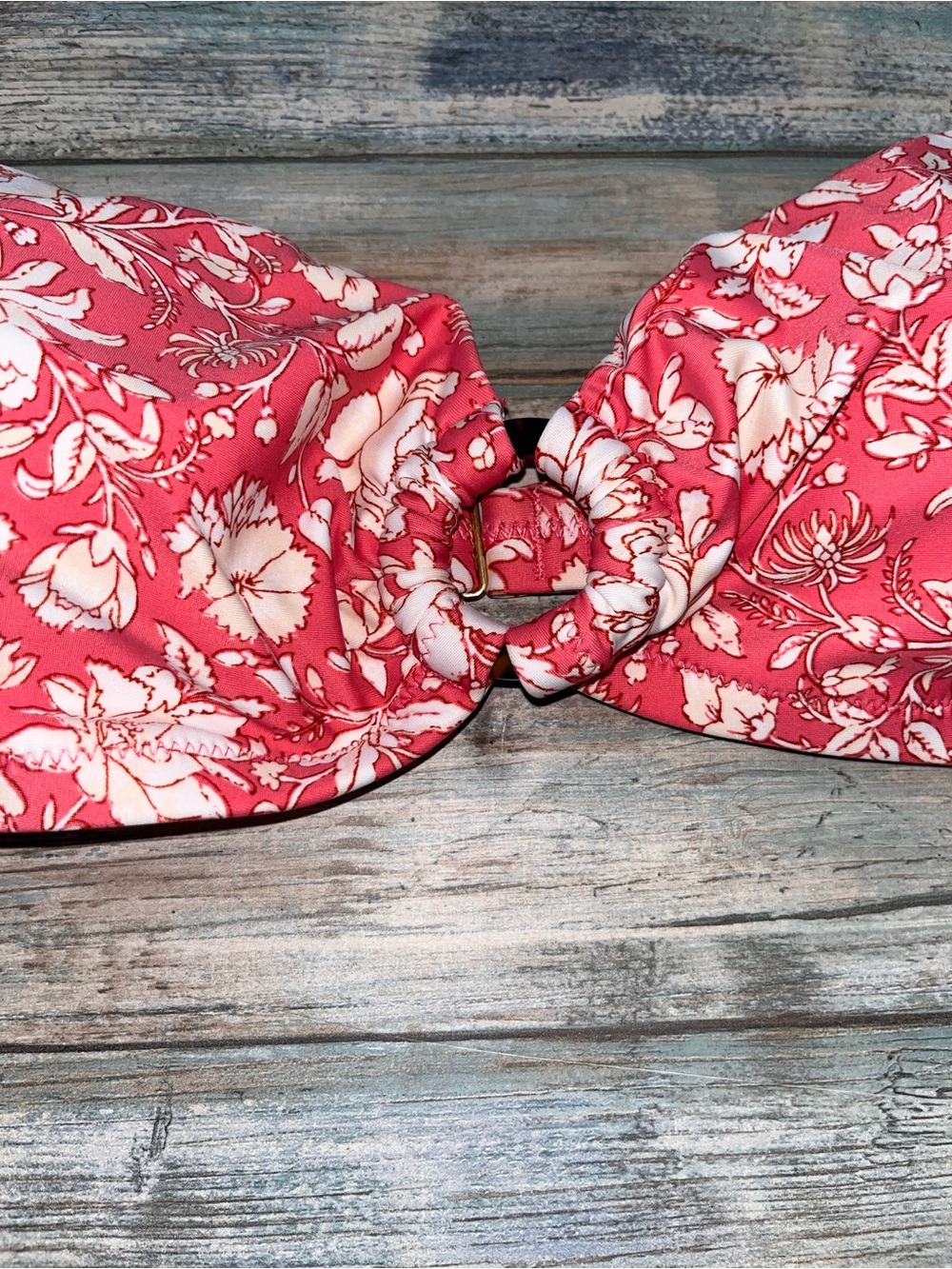 J.Crew NWT Pink Floral Bandeau Bikini Swim Top 2X Removable Strap - Picture 4 of 7